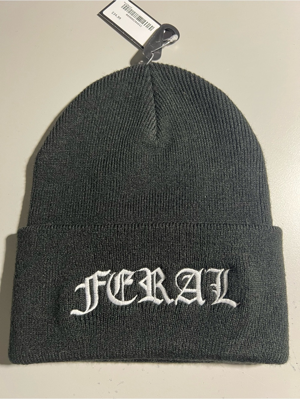 BlackCraft Cult FERAL Black Beanie | Gothic Streetwear Knit Skull Punk NWT